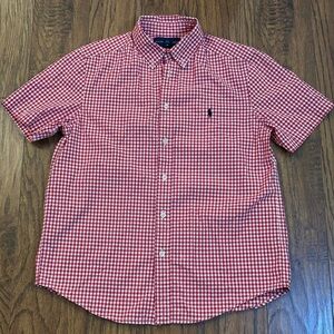 Ralph Lauren Red Casual Button Down Shirt Gingham Check